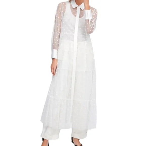zara sheer white dress Maxi Dress Zara Polka Dot Tulle Dress White Zara Dresses Zara Womens Divine  Sheer Polka Dot